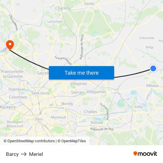 Barcy to Meriel map