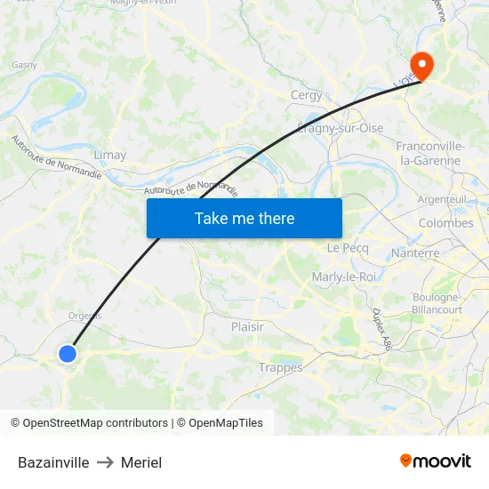 Bazainville to Meriel map