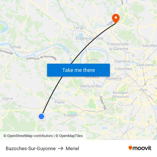 Bazoches-Sur-Guyonne to Meriel map