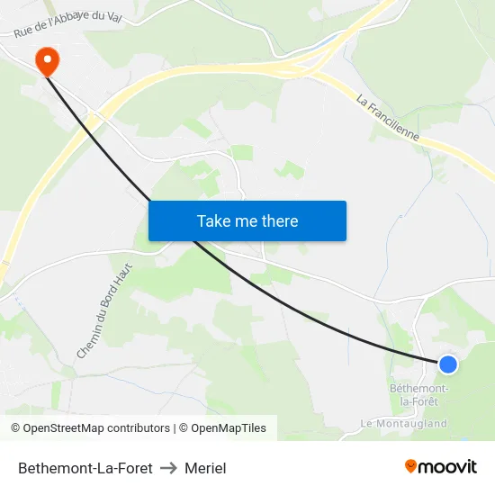 Bethemont-La-Foret to Meriel map