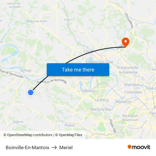 Boinville-En-Mantois to Meriel map