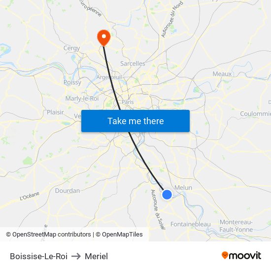 Boissise-Le-Roi to Meriel map