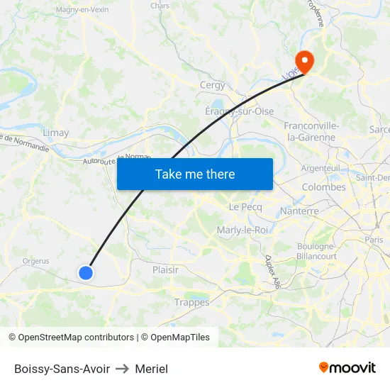 Boissy-Sans-Avoir to Meriel map