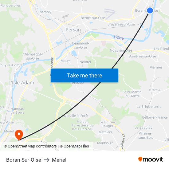 Boran-Sur-Oise to Meriel map