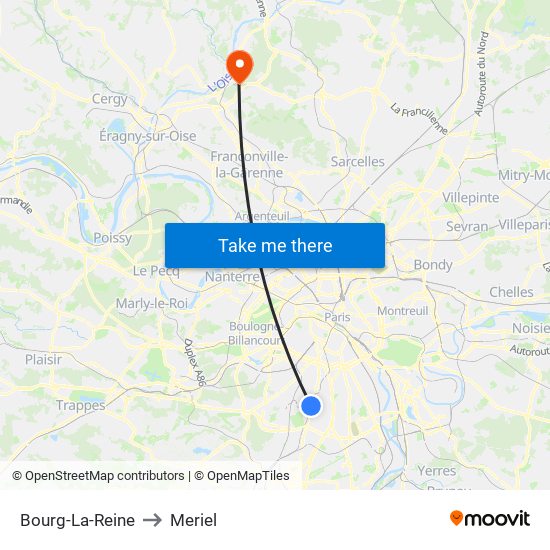 Bourg-La-Reine to Meriel map