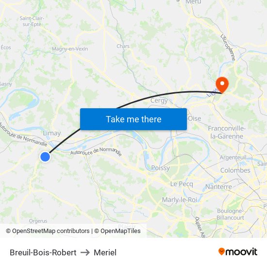 Breuil-Bois-Robert to Meriel map