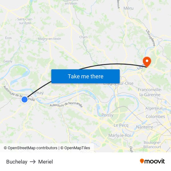 Buchelay to Meriel map
