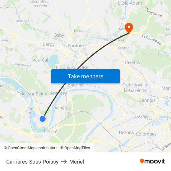 Carrieres-Sous-Poissy to Meriel map