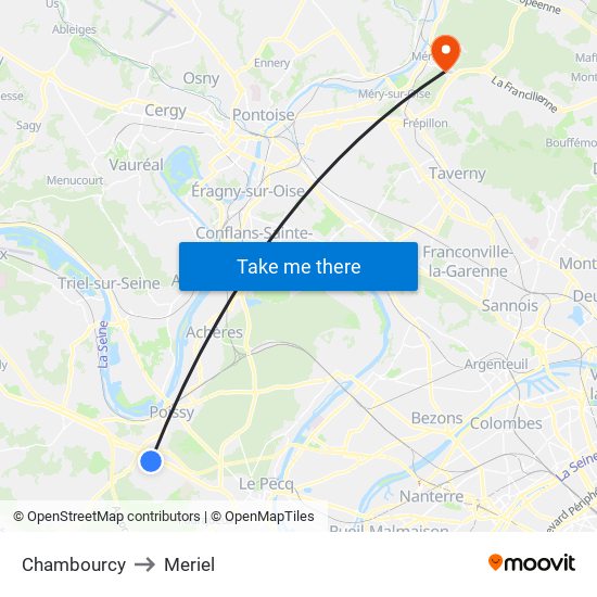 Chambourcy to Meriel map