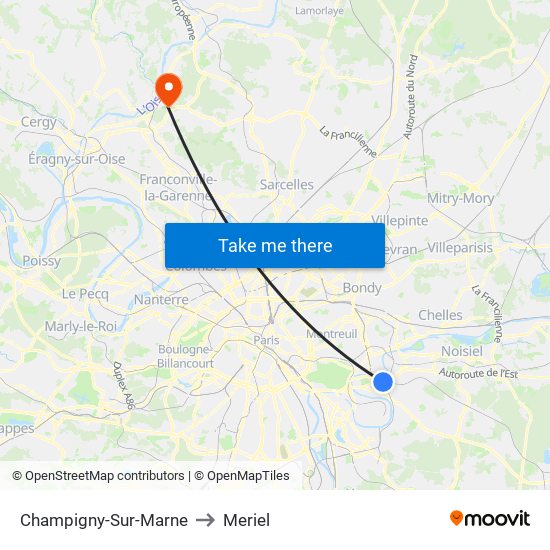Champigny-Sur-Marne to Meriel map