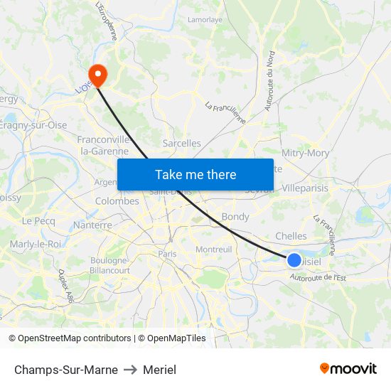 Champs-Sur-Marne to Meriel map