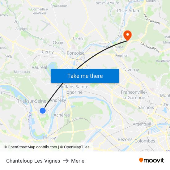 Chanteloup-Les-Vignes to Meriel map