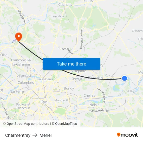 Charmentray to Meriel map