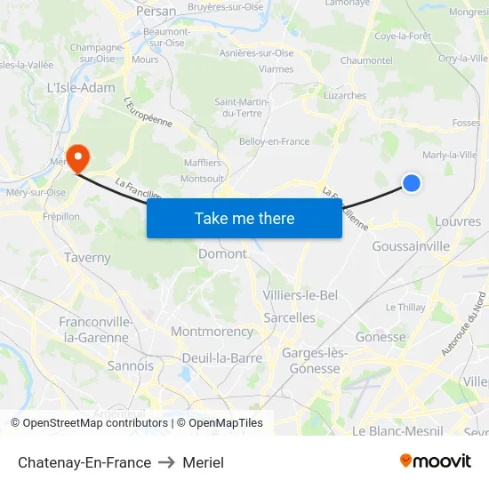 Chatenay-En-France to Meriel map
