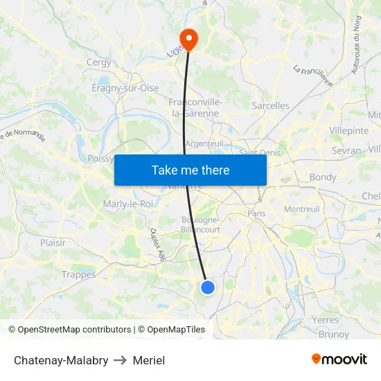 Chatenay-Malabry to Meriel map