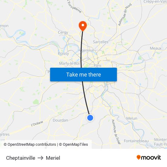 Cheptainville to Meriel map