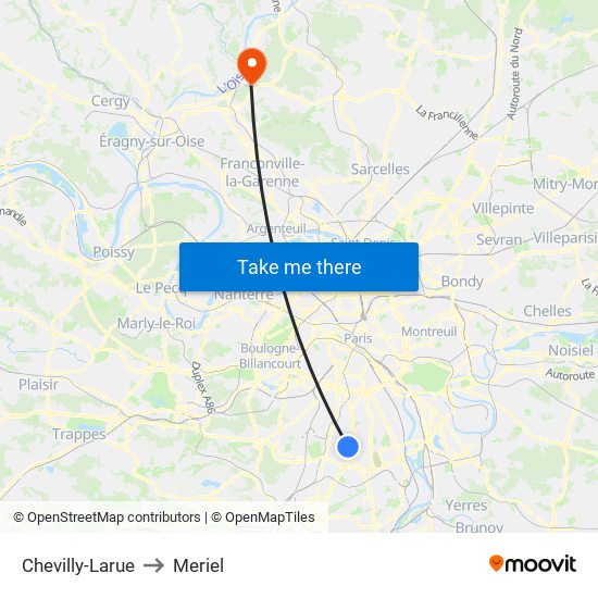 Chevilly-Larue to Meriel map