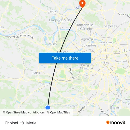 Choisel to Meriel map