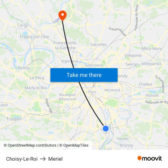 Choisy-Le-Roi to Meriel map