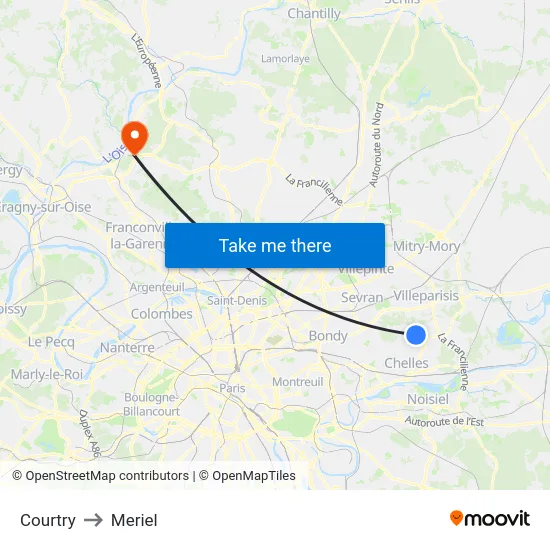 Courtry to Meriel map