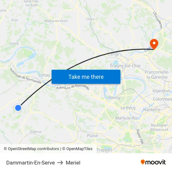 Dammartin-En-Serve to Meriel map