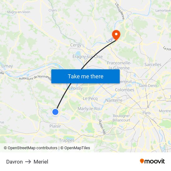 Davron to Meriel map