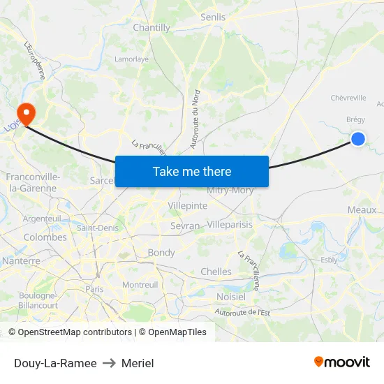 Douy-La-Ramee to Meriel map
