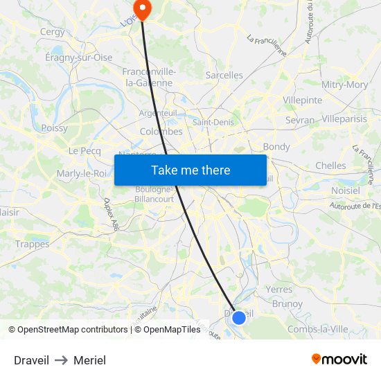 Draveil to Meriel map
