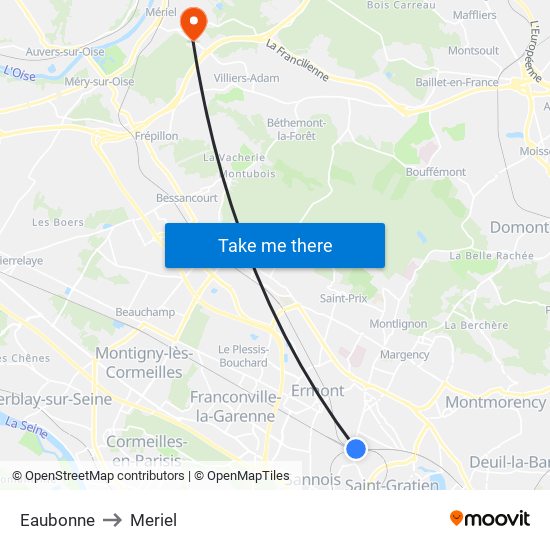 Eaubonne to Meriel map