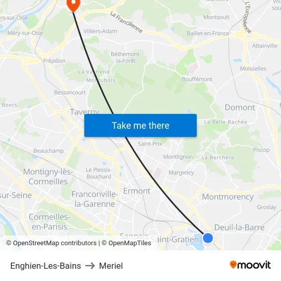 Enghien-Les-Bains to Meriel map