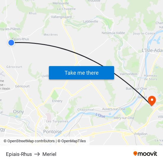 Epiais-Rhus to Meriel map