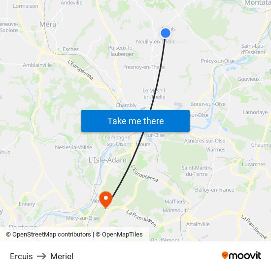Ercuis to Meriel map