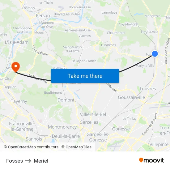 Fosses to Meriel map