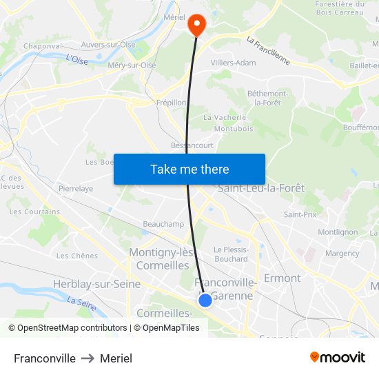 Franconville to Meriel map