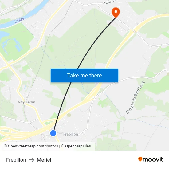 Frepillon to Meriel map
