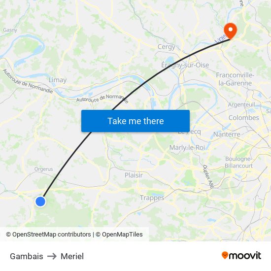 Gambais to Meriel map