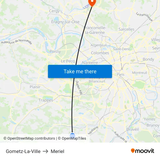 Gometz-La-Ville to Meriel map