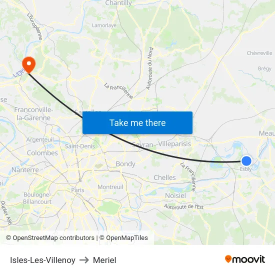 Isles-Les-Villenoy to Meriel map