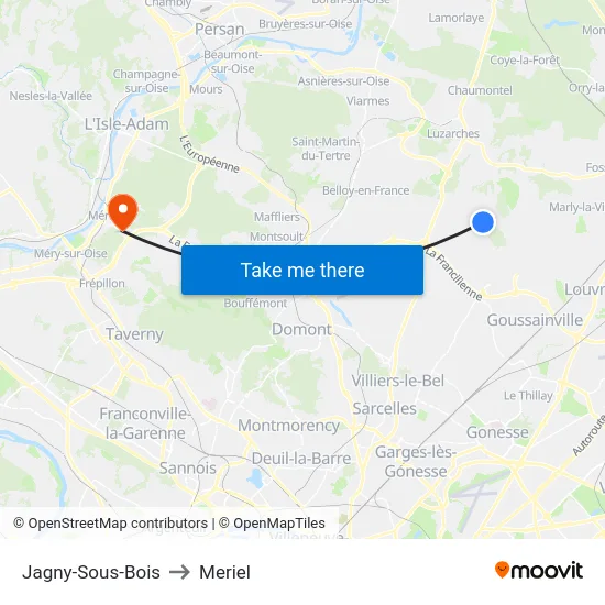 Jagny-Sous-Bois to Meriel map