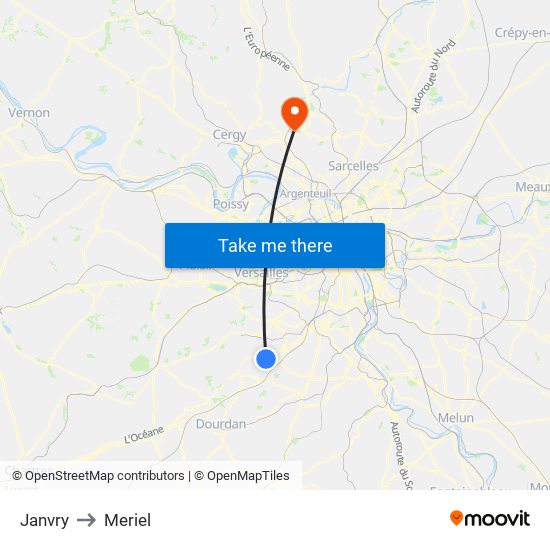 Janvry to Meriel map