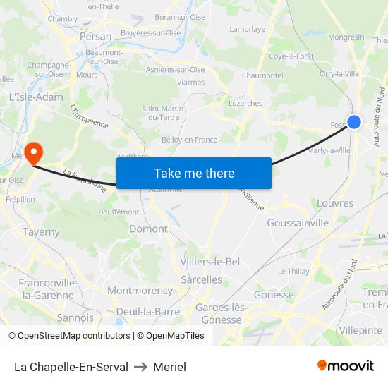 La Chapelle-En-Serval to Meriel map