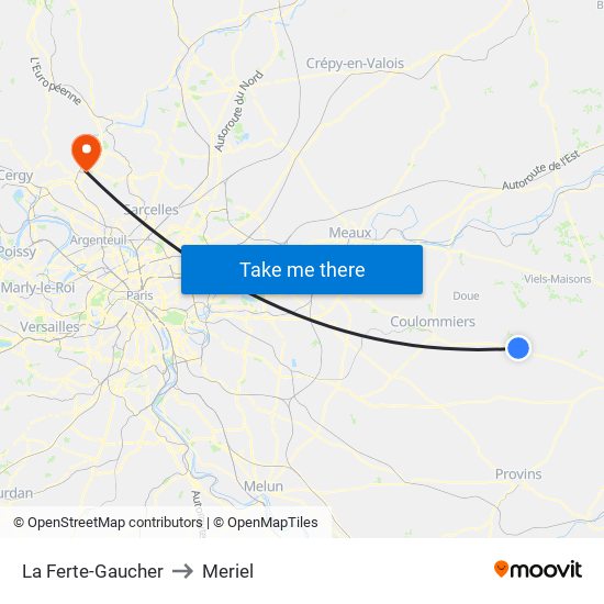 La Ferte-Gaucher to Meriel map