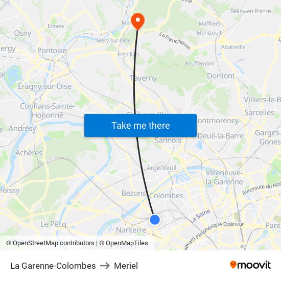 La Garenne-Colombes to Meriel map