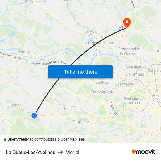 La Queue-Les-Yvelines to Meriel map