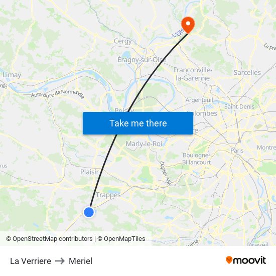 La Verriere to Meriel map