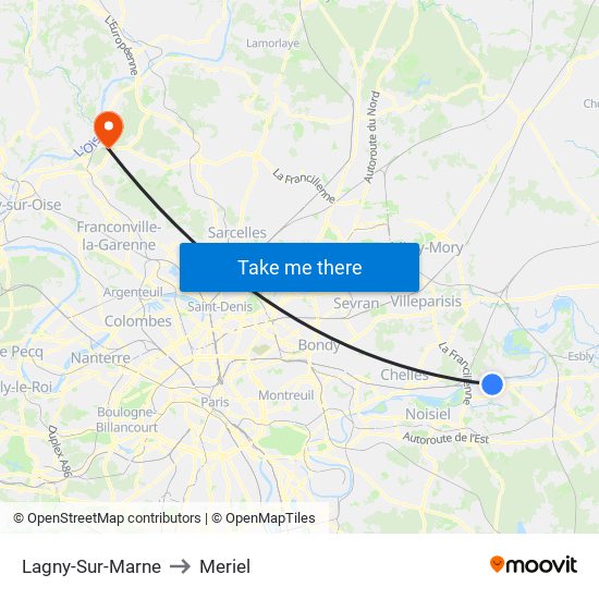 Lagny-Sur-Marne to Meriel map