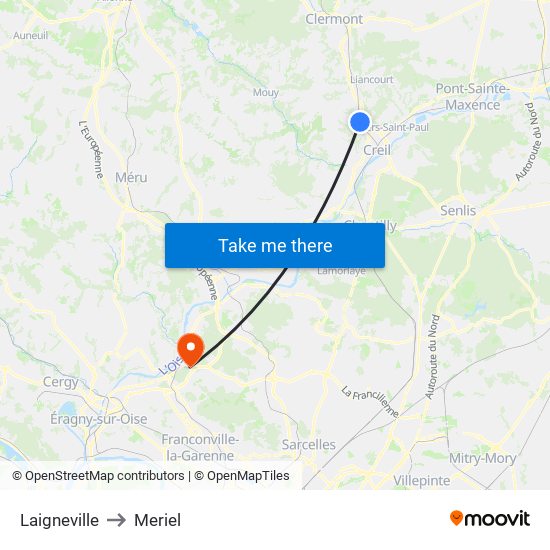 Laigneville to Meriel map