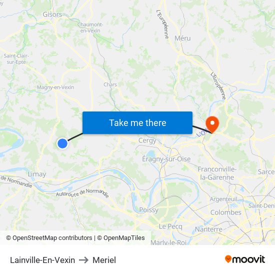 Lainville-En-Vexin to Meriel map