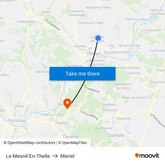 Le Mesnil-En-Thelle to Meriel map