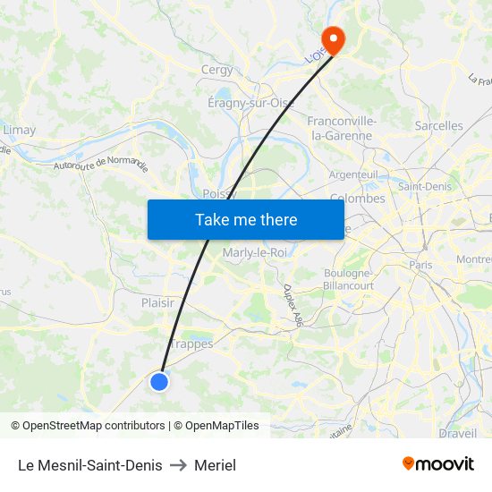 Le Mesnil-Saint-Denis to Meriel map